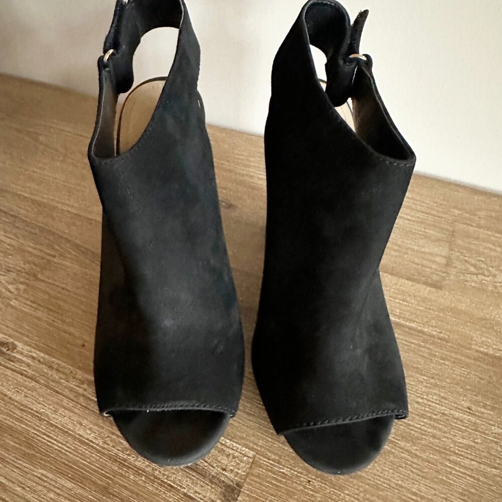 Aldo Aressa Open Toe Bootie Sandal Black Suede Womens Size 8 - Picture 2 of 5